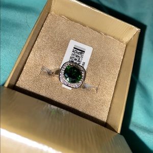 Green&White Cubic Zirconia Rhodium Over Sterling